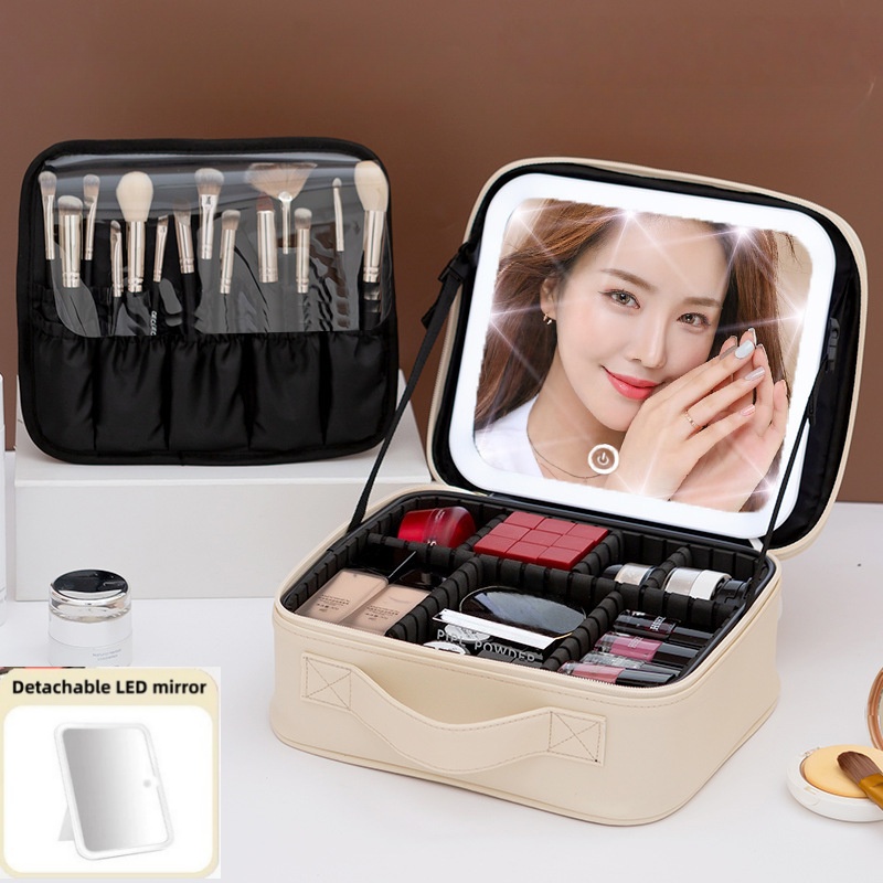 Beauty Makeup Case - 대용량 여성용 메이크업 가방 LED 조명