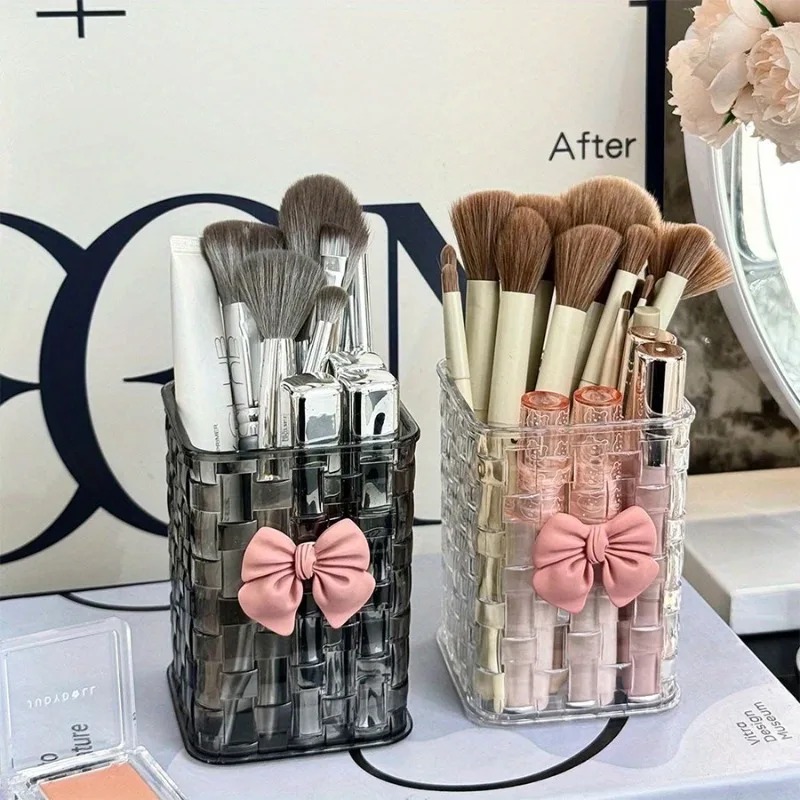 Beauty Makeup Case - 2개 투명 아크릴 눈썹 브러쉬 보관함(리본