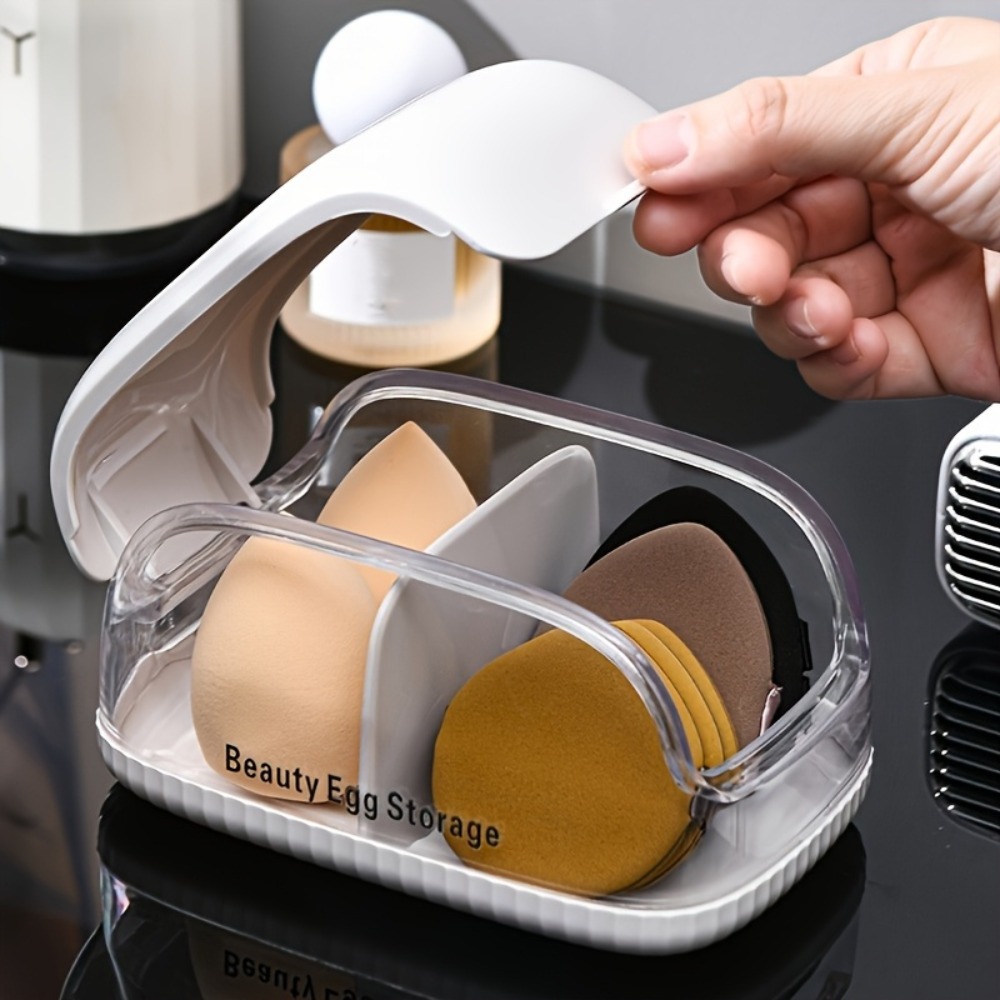 Beauty Makeup Case - 듀얼 컴파트먼트 뷰티 스펀지 보관함 투명