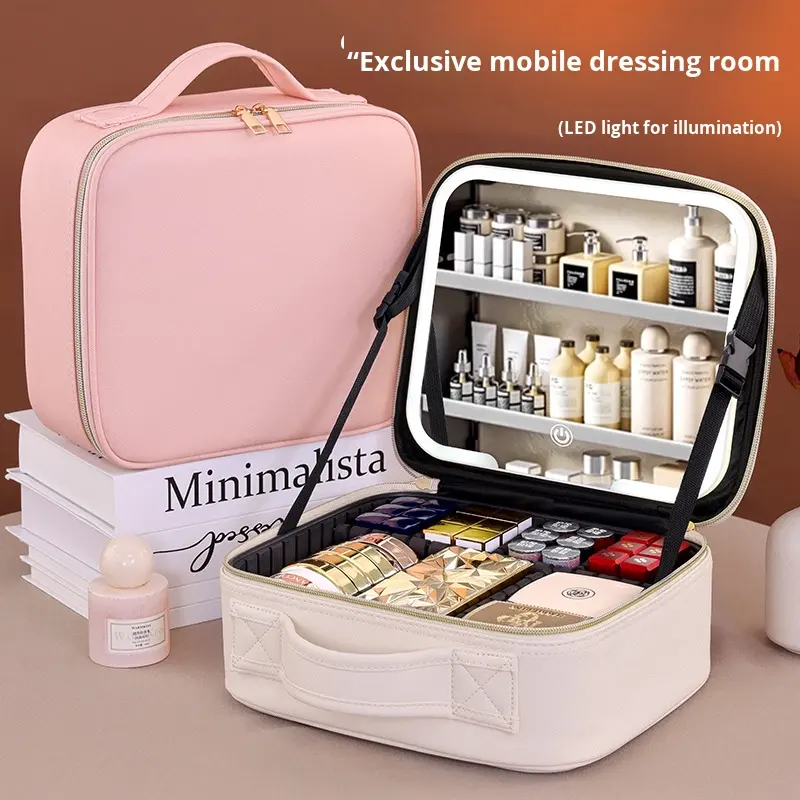 대용량 여성용 메이크업 가방 LED 조명 거울 휴대용  - Beauty Makeup Case 리뷰 및 가격