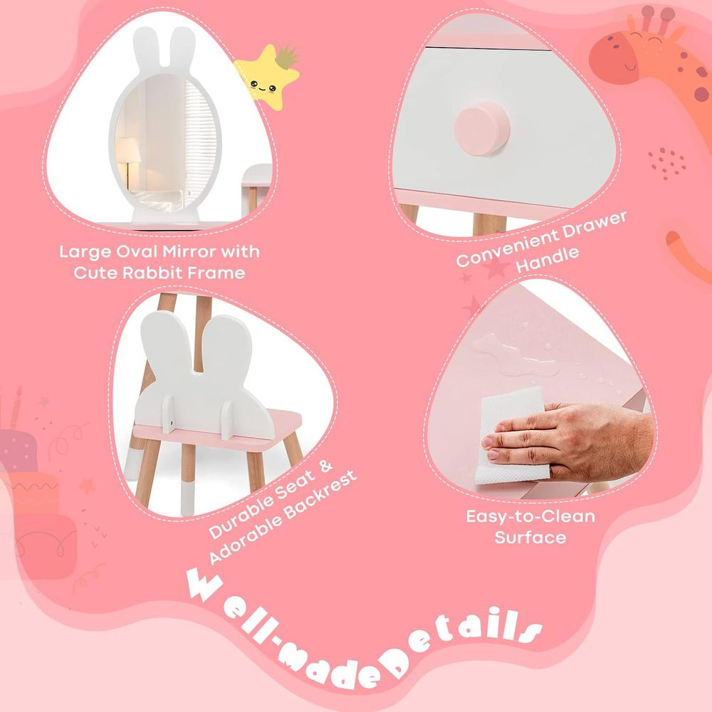 EY 키즈 화장대, 토끼 테마 유아용 원목 화장대 및  - Beauty Makeup Kids 리뷰 및 가격