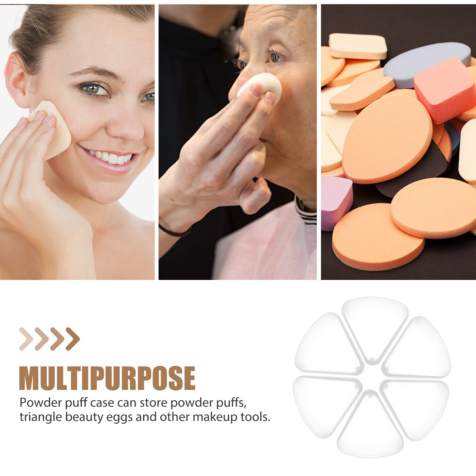 6Pcs 삼각형 파우더 퍼프 케이스 공간 절약 메이크업 - Beauty Makeup Case 리뷰 및 가격