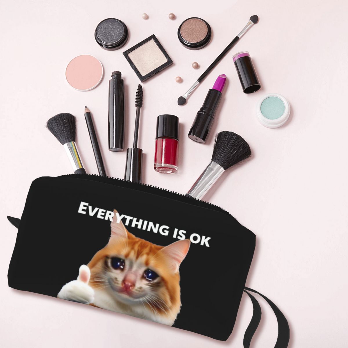 모든 것이 괜찮아요 우는 고양이 밈 메이크업 가방 여성 - Beauty Makeup Ok 리뷰 및 가격