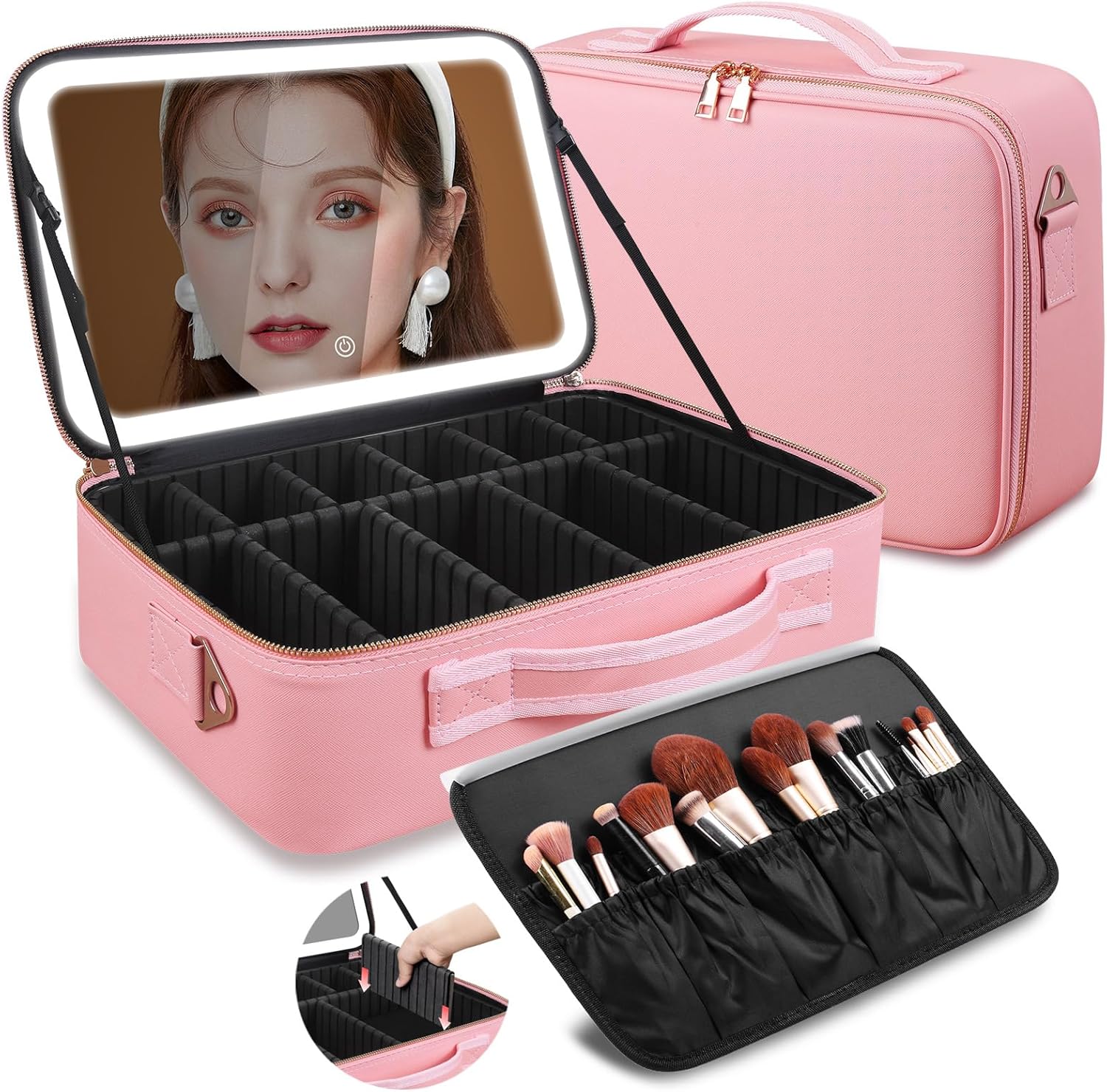 대용량 메이크업 가방 15''X11'' LED 거울 3 - Beauty Makeup Case 리뷰 및 가격