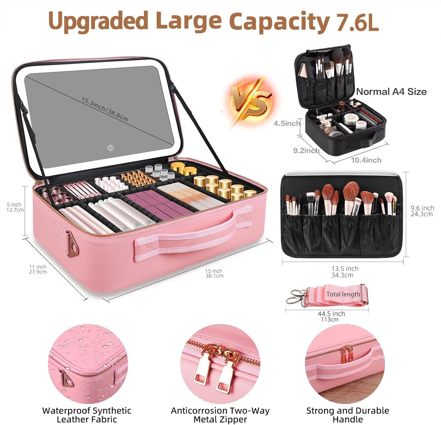대용량 메이크업 가방 15''X11'' LED 거울 3 - Beauty Makeup Case 리뷰 및 가격