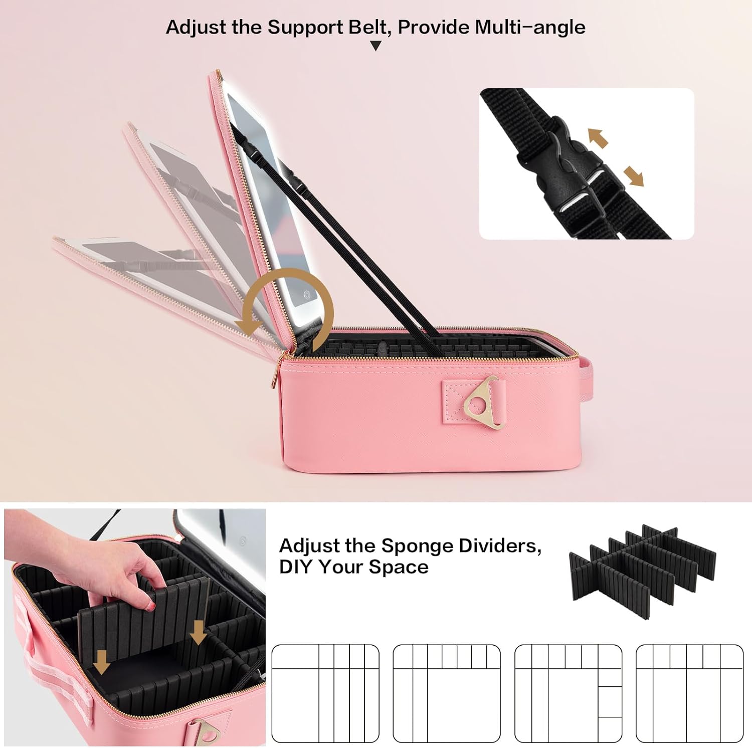 대용량 메이크업 가방 15''X11'' LED 거울 3 - Beauty Makeup Case 리뷰 및 가격